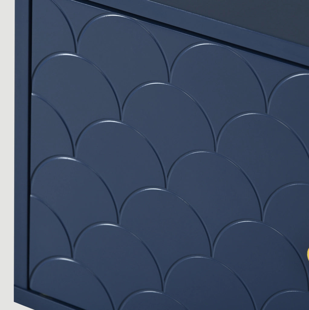 Comodino 35x35x51 cm blu navy in legno e metallo per camera