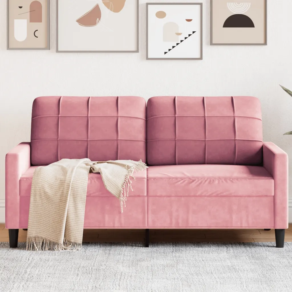 Divano a 2 Posti Rosa 140 cm in Velluto