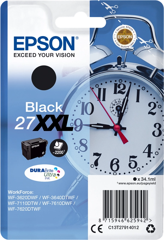 Epson Alarm clock 27XXL DURABrite Ultra cartuccia d'inchiostro 1 pz Originale Nero
