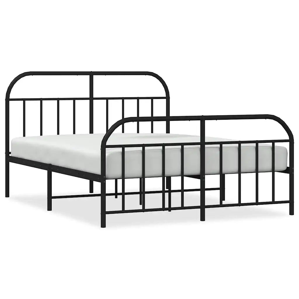 Giroletto con Testiera e Pediera-Struttura Letto Metallo Nero 135x190 cm 598088