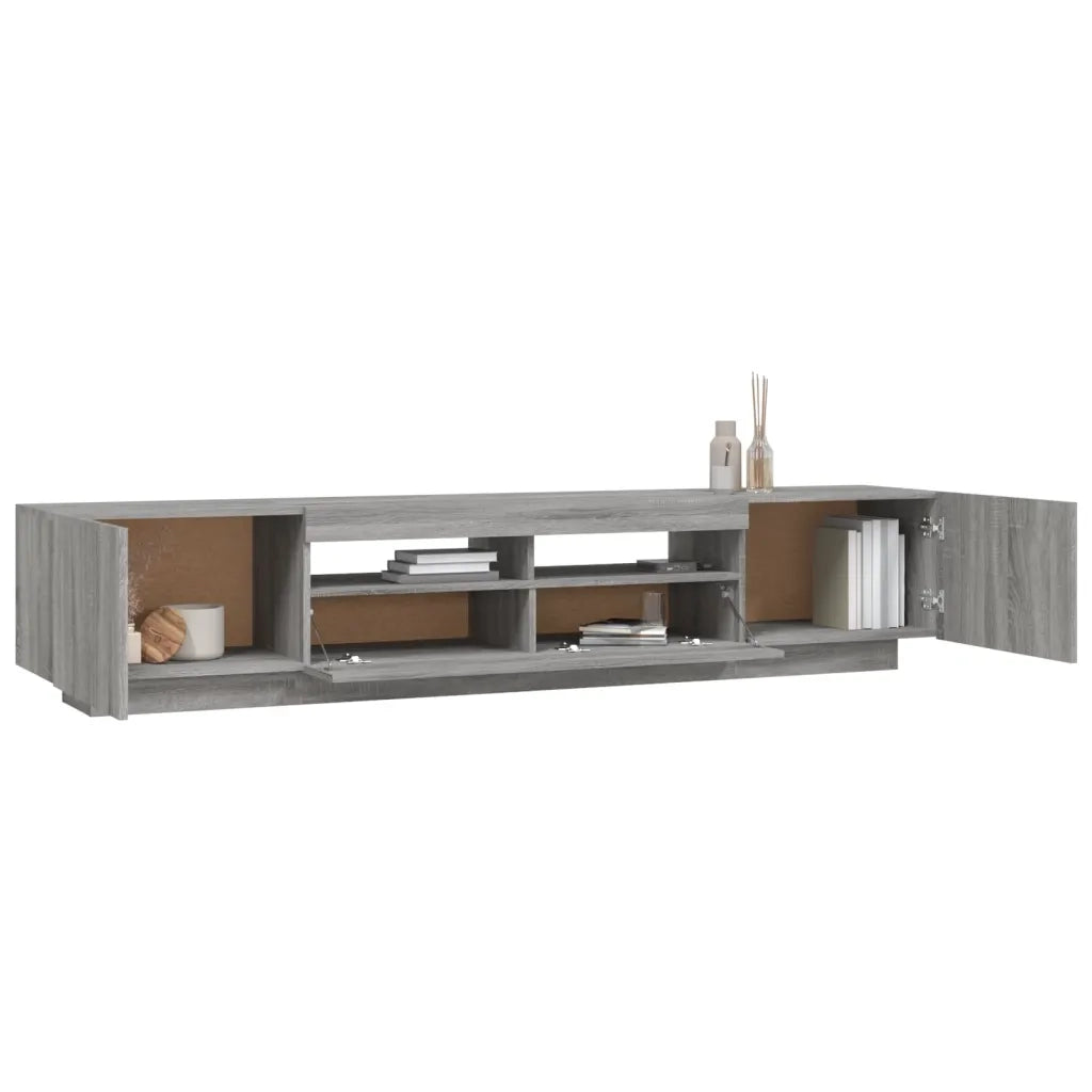 Set Mobili TV 2 pz con Luci LED Grigio Sonoma Legno Multistrato 3120171