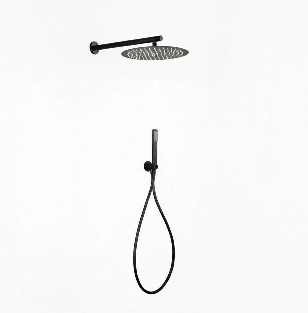 Set doccia completo di soffione tondo diametro 20cm e set doccetta KZ-1005-2 PERU - Nero Opaco