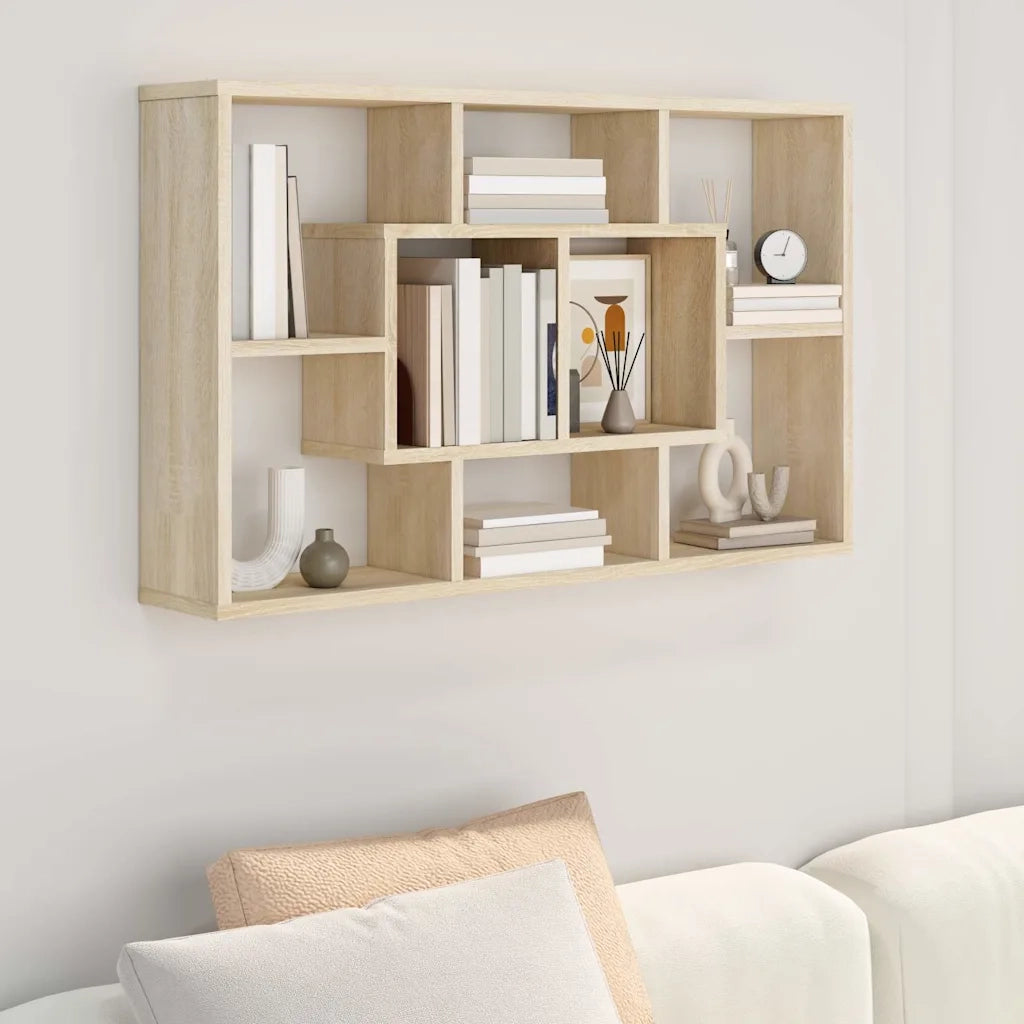 Mensola a Muro Rovere Sonoma 85x16x52,5 cm in Legno Multistrato 801421