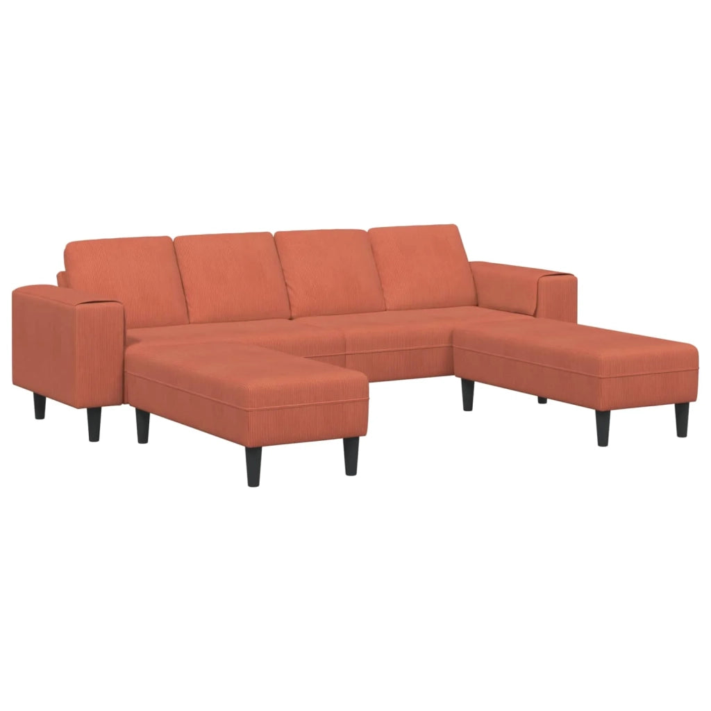 Divano Rosso Arancio 250 x 188 x 76 cm Tessuto in Cords 3335138