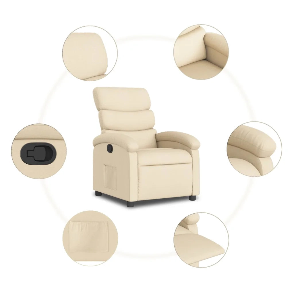 Divano Sedia-Poltrona reclinabile in Tessuto Crema 143808