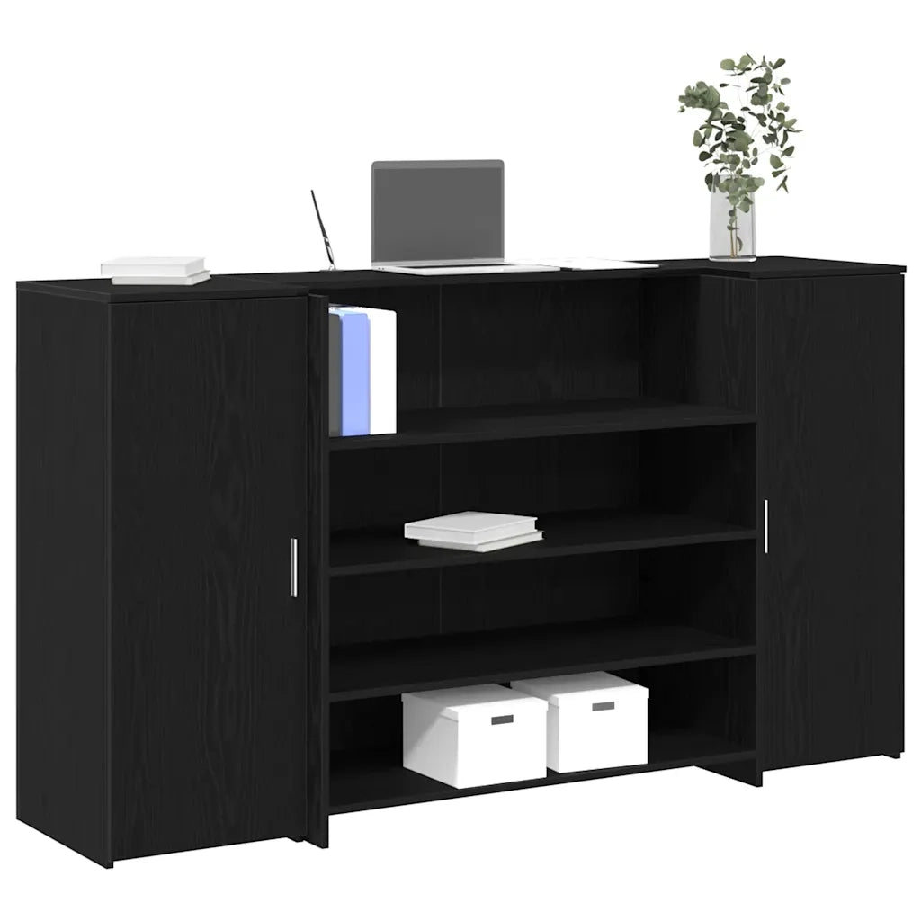 vidaXL Banco Reception Rovere Nero 180x50x103,5 cm Legno Multistrato