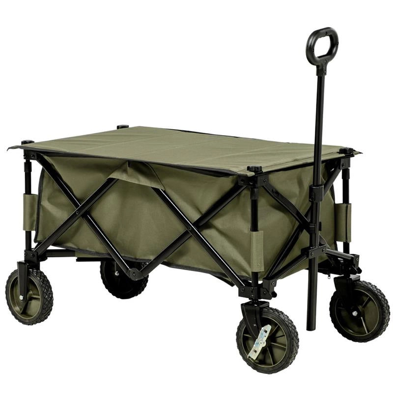 CARRELLO DA GIARDINO PIEGHEVOLE CON MANIGLIA E 5 SACCHE 108 X 55 X 93 CM VERDE