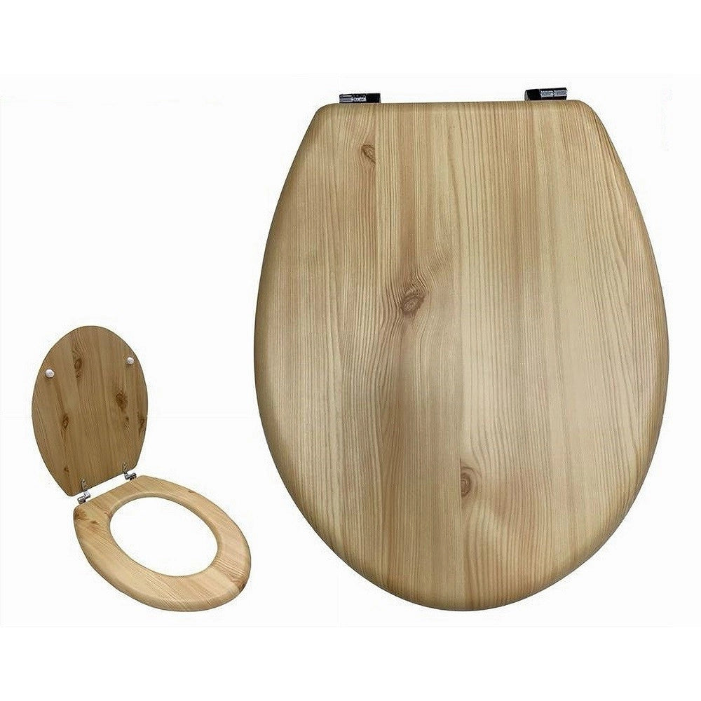 Trade Shop - Sedile Copriwater Universale Per Bagno Copri Wc Water Legno 18" Cerniere 52946a -