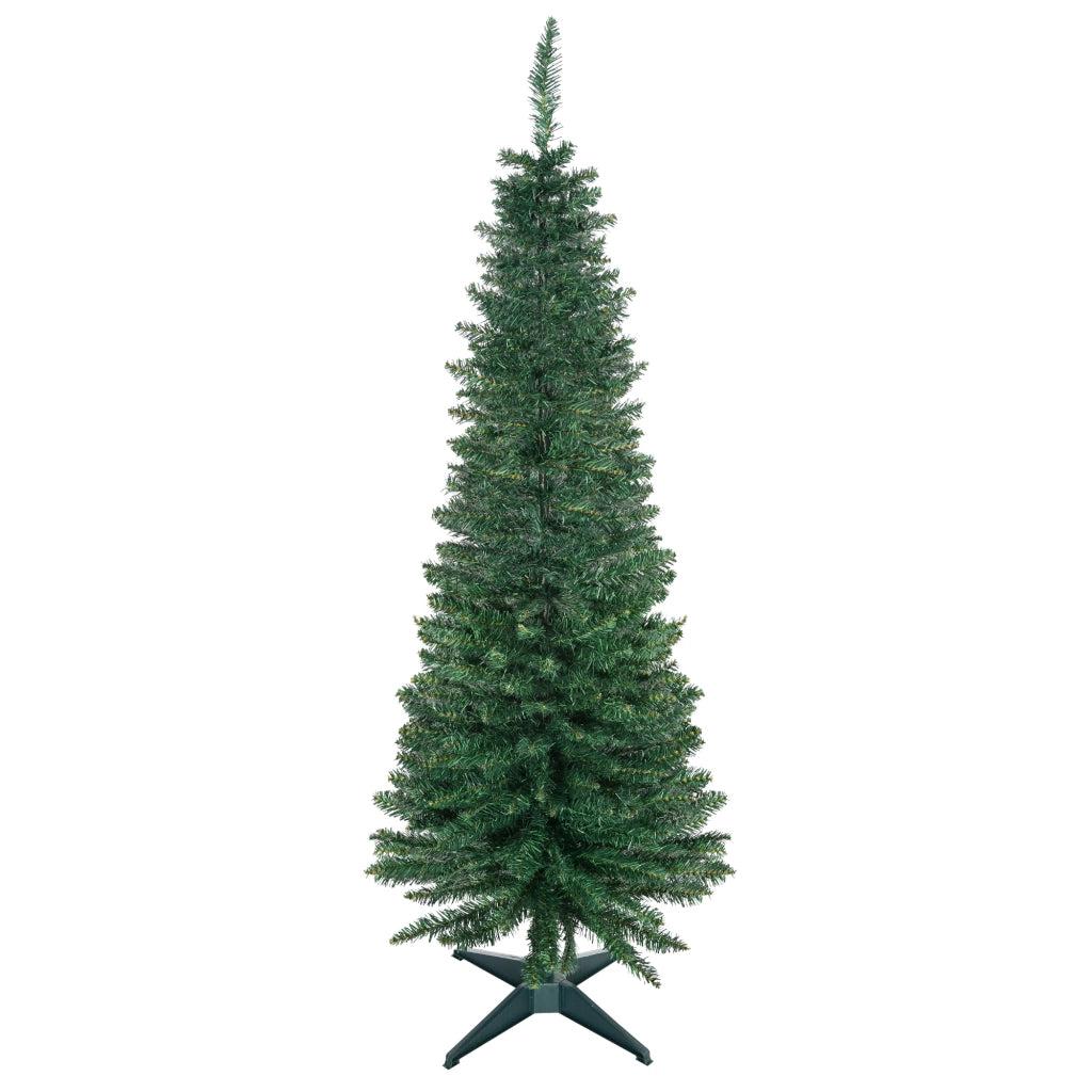 Albero di Natale artificiale verde 1,5 m con supporto e stella, rami realistici e facile da montare per casa