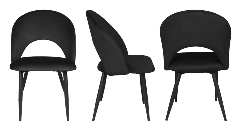 Sedia da pranzo imbottita in velluto nero - Zoe (2 pz) - SD10ZOPM