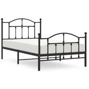 Letto singolo | Letto per adulti | Giroletto con Testiera e Pediera Metallo Nero 100x190 cm