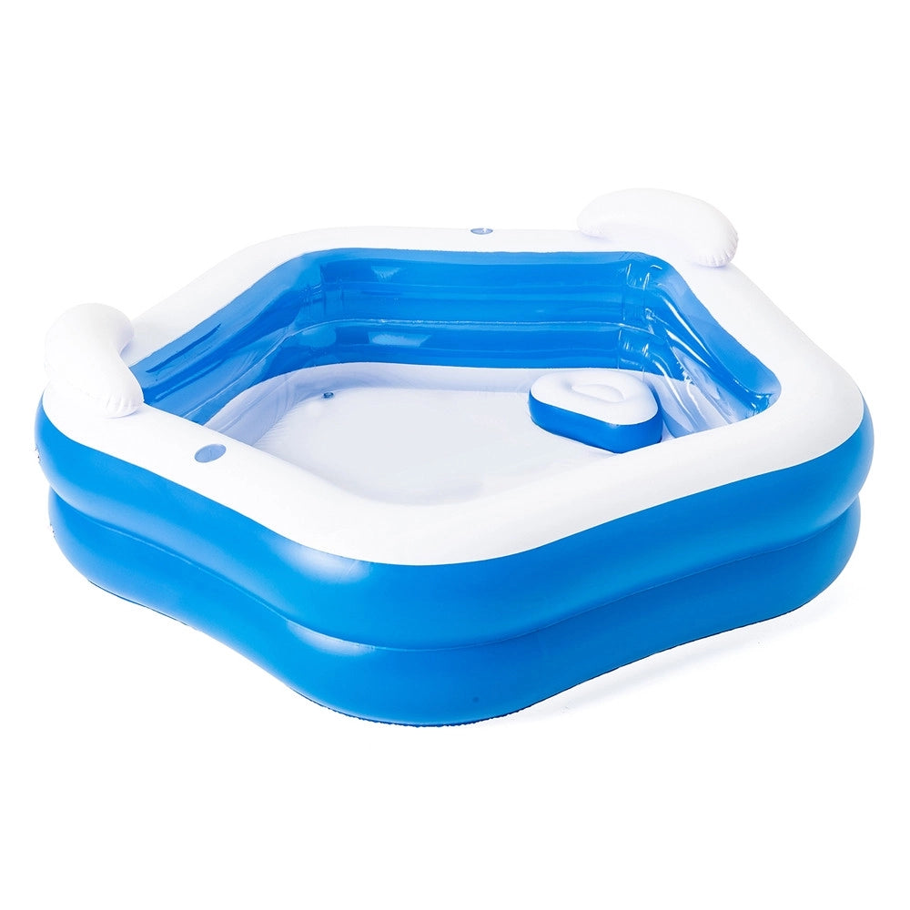Trade Shop - Piscina Gonfiabile Pentagono Fuoriterra 213x206x69cm Con Portabicchieri Poggiatesta 54153 -