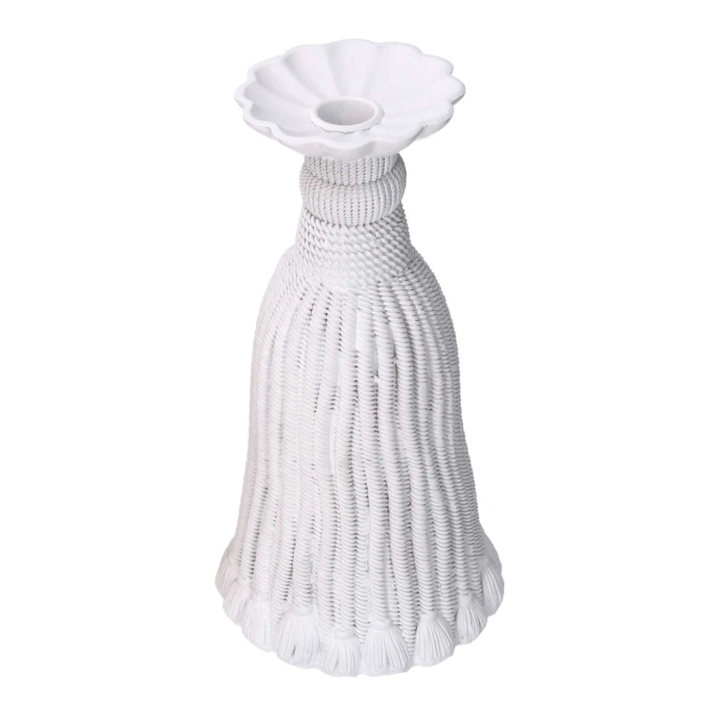 Portacandele resina nappina bianco cm Ø14xh25,6