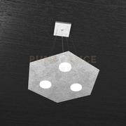 EXAGON SOSPENSIONE 3+1 LUCI BIEMISSIONE BIEMISSIONE FOGLIA ARGENTO 1142-SP+1-FA