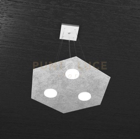 EXAGON SOSPENSIONE 3+1 LUCI BIEMISSIONE BIEMISSIONE FOGLIA ARGENTO 1142-SP+1-FA