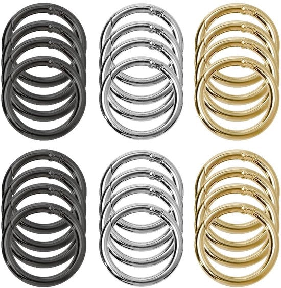 Haken a karabina 24 pezzi - Hanger a rondello - Acciaio inox - Leggero - Resistente alla corrosione - Per attrezzi/ accessori