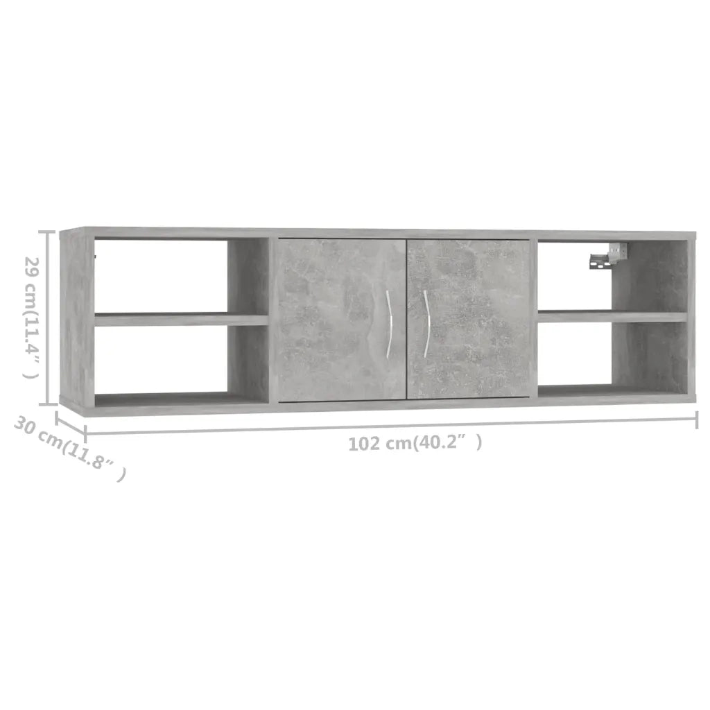 Scaffale a Parete Grigio Cemento 102x30x29 cm Legno Multistrato 806260
