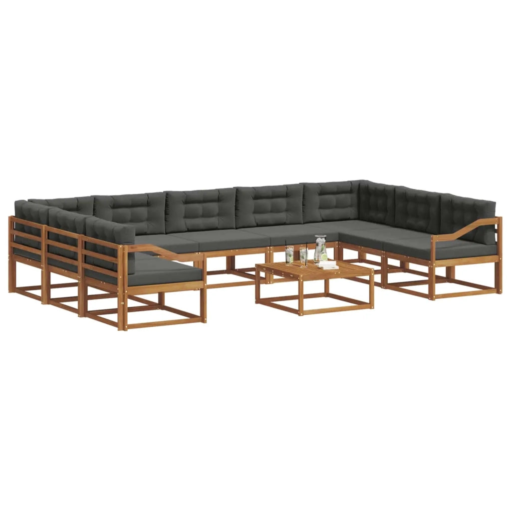 Set di divani da esterno 10 pcs Naturale e Antracite