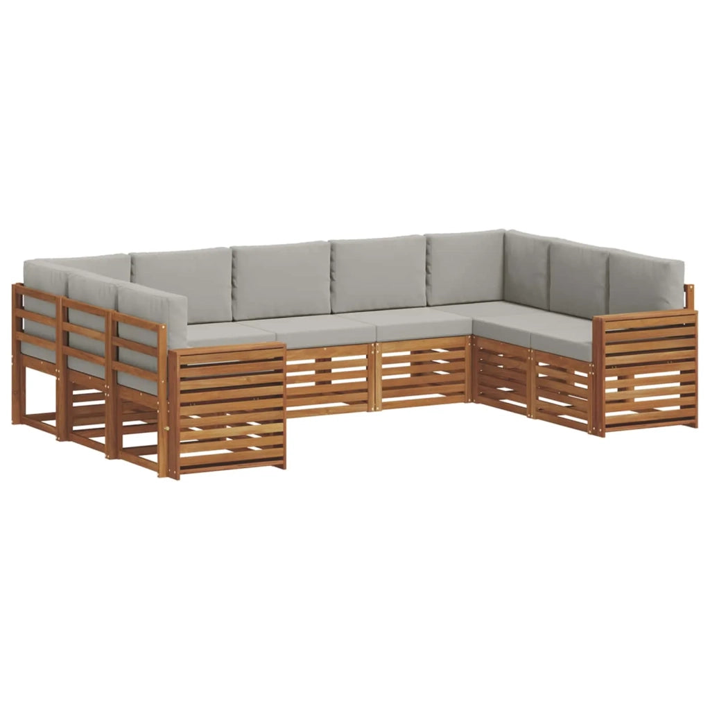 Set divano sezionale con cuscino 9 pcs Grigio Naturale e Chiaro