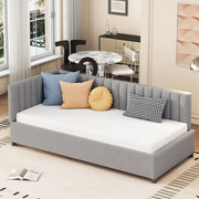 OKWISH Letto Divano 90 x 200 cm, Letto Singolo Imbottito con Schienale Reversibile, senza Materasso, Grigio