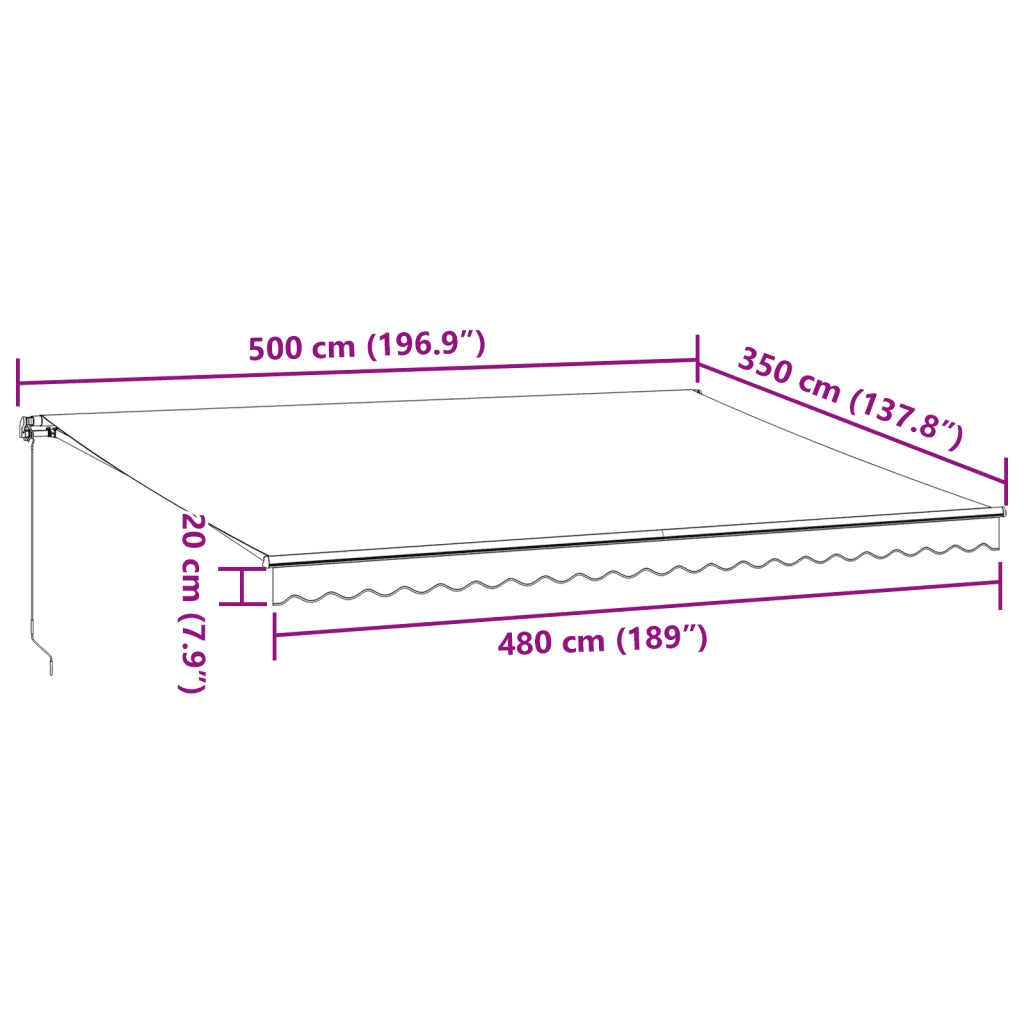 Tenda da Sole Retrattile Manuale con LED Marrone 500x350 cm 3215396