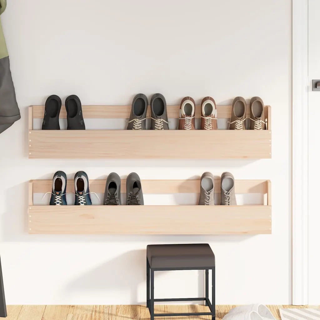 Scarpiere a Parete 2 pz | Mobile per scarpe 110x9x23 cm Legno Massello di Pino