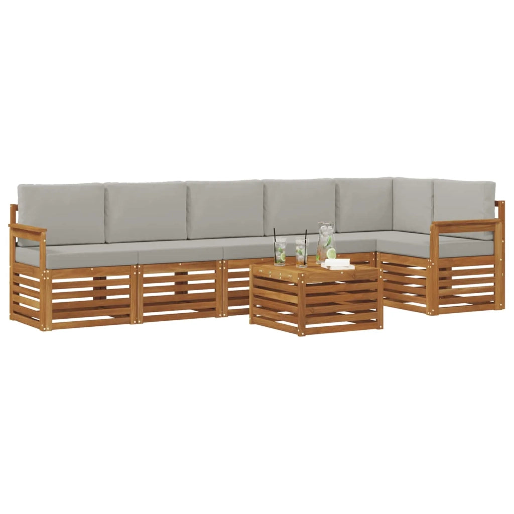 Set divano sezionale con cuscino 7 pcs Grigio Naturale e Chiaro 3374916