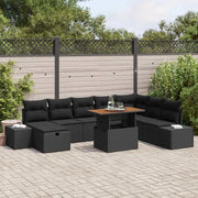 Set Divano da Giardino con cuscino 9 pcs Nero polyrattan 3360069