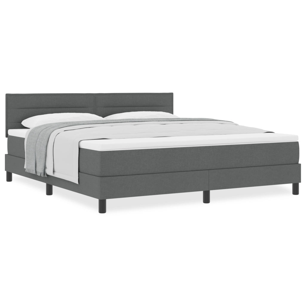 Letto Box Spring con Materasso Grigio Scuro 180x200 cm Tessuto