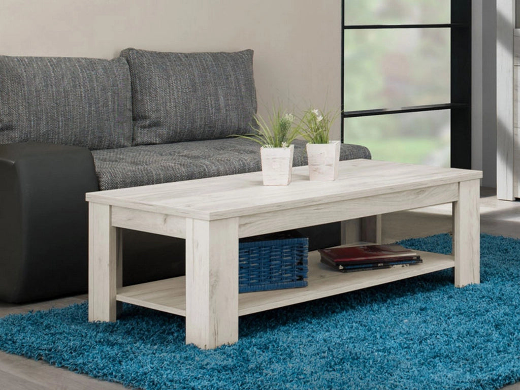 Front, Tavolino da Salotto un Vano, 120x60x41.5h cm Bianco Larice