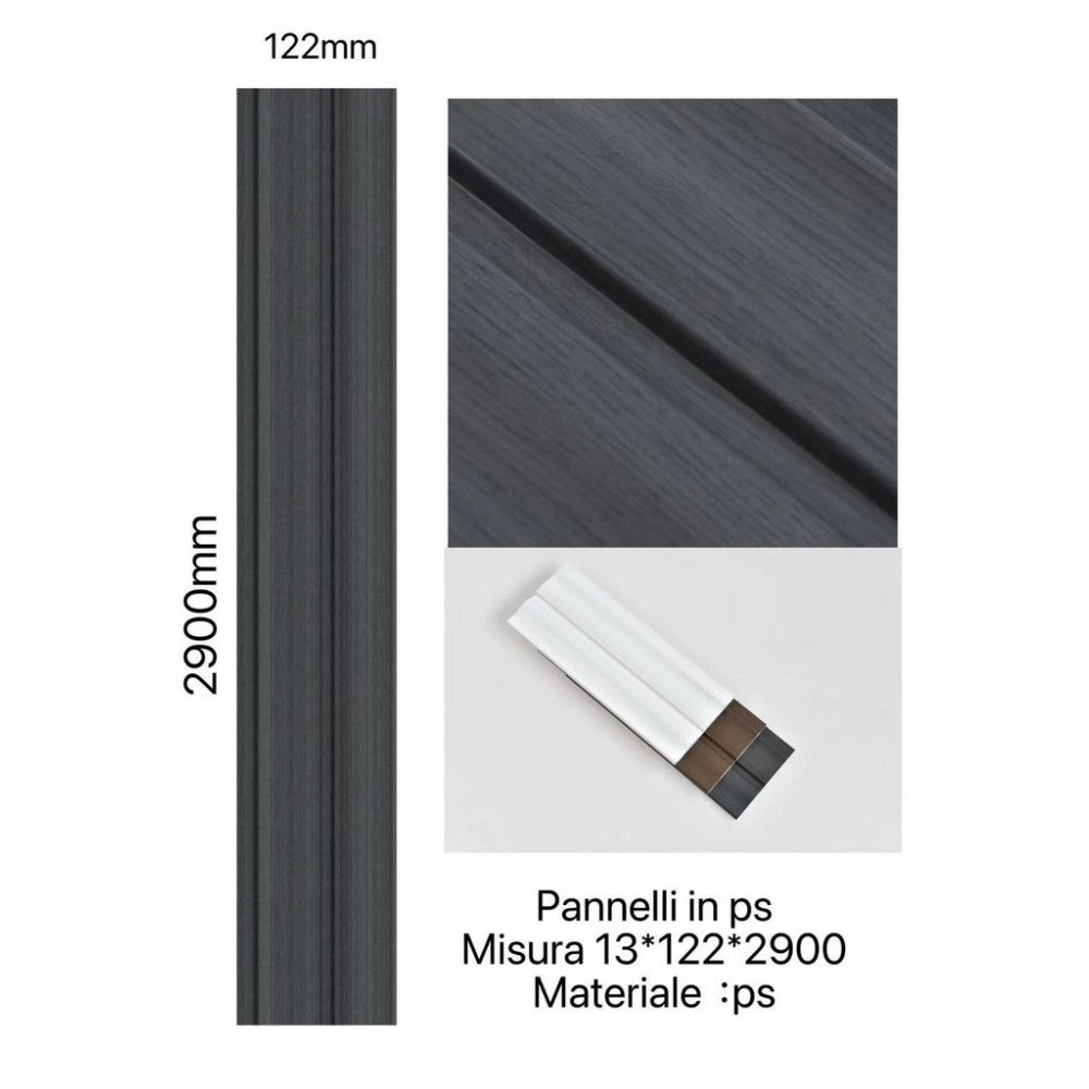 Trade Shop - Pannello Decorativo 3d Effetto Legno Grigio 122x290 Cm Effetto Doghe Moderne In Ps -