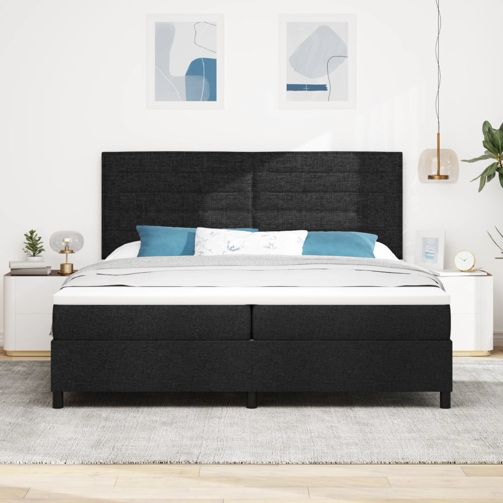 Letto a Molle con Materasso & LED Nero 200x200 cm Tessuto