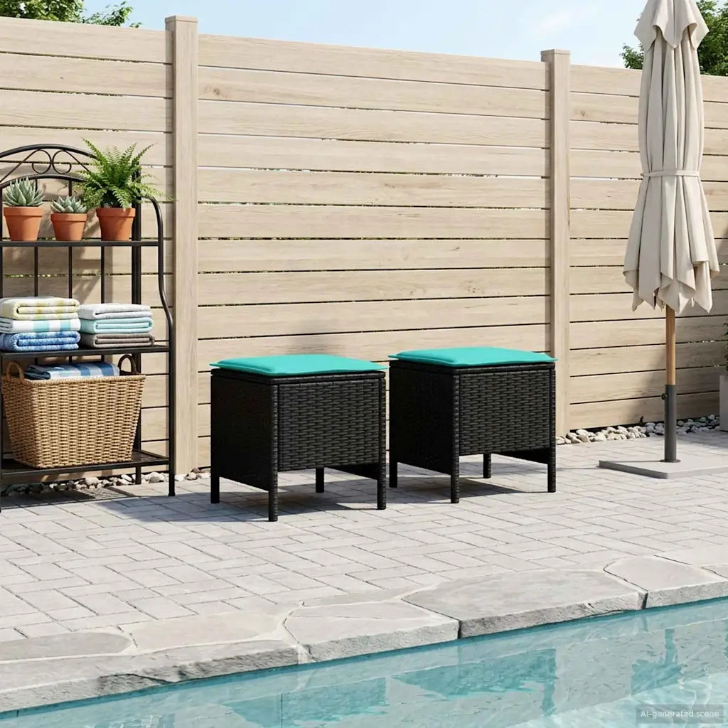 Poggiapiedi da Giardino 2 Pezzo Nero e Turchese 38 x 38 x 45 cm 42025389