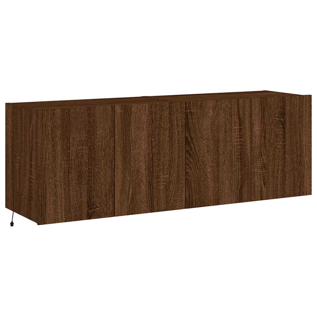 Mobili TV a Parete con Luci LED 2pz Rovere Marrone 60x35x41 cmcod mxl 134193
