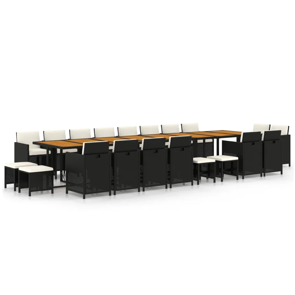 Set da Pranzo da Giardino 21 pz con Cuscini in Polyrattan Nero 3095684