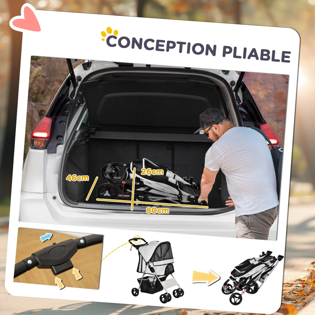 Carrello per cani pieghevole impermeabile ¨C zephmum ¨C 77x45x99,5 cm grigio