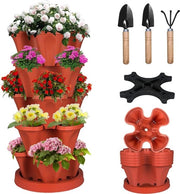Torrino verticale per orticoltura con torre a stak per fragole, 5 livelli di vaso verticale per orto interno ed esterno per fragole, fiori, erbe, verdure