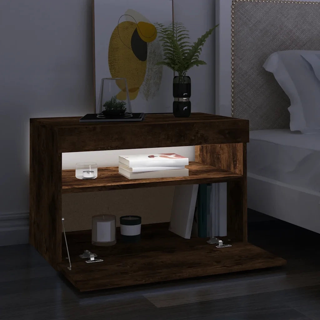 Mobile TV | Armadietto TV | Mobile Porta TV con Luci LED Rovere Fumo 60x35x40 cm