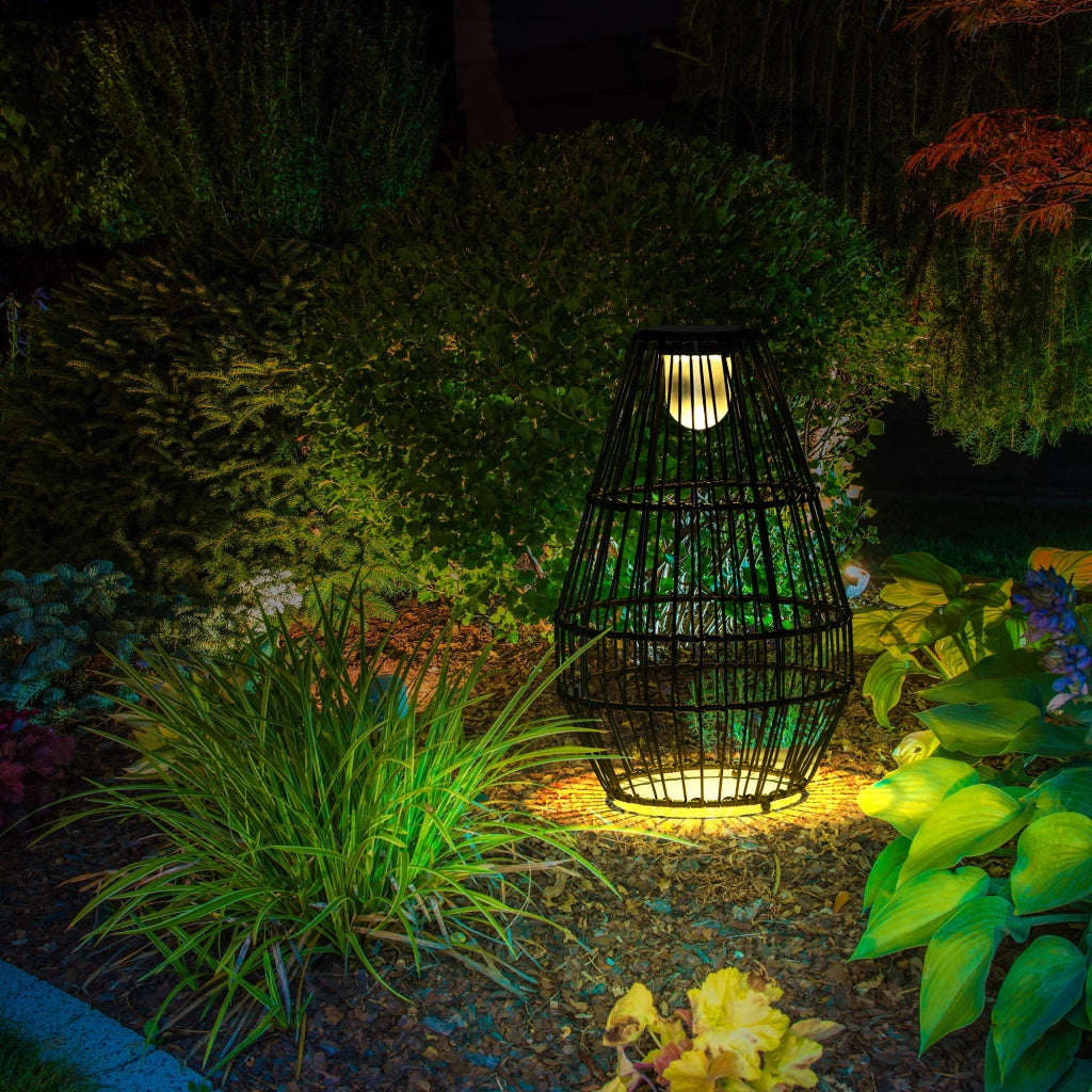 Lampada solare da giardino ¨C zephmum ¨C effetto rattan 34x34x56 cm