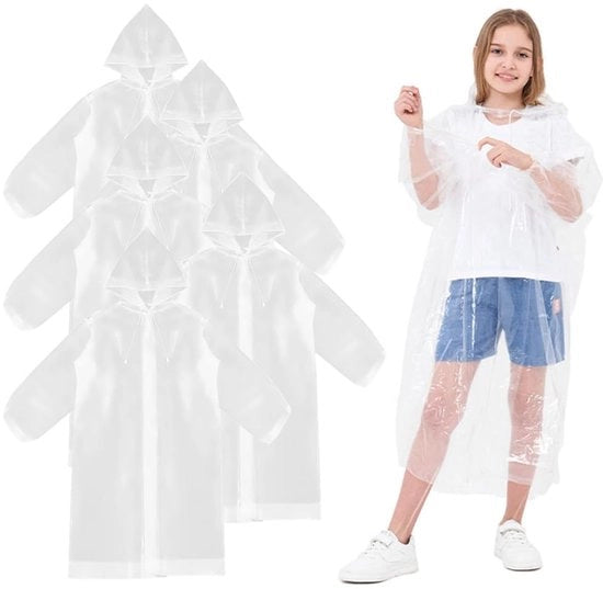 Set di Poncho per Bambini 5 Unità - Poncho da Piovere per Bambini - Impermeabile - Materiale PE - 110 cm di Lunghezza