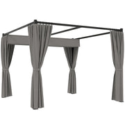 Pergola 3 x 3 m tetto da patio indipendente con tetto scorrevole 4 pareti laterali grigio chiaro resistente ai raggi UV