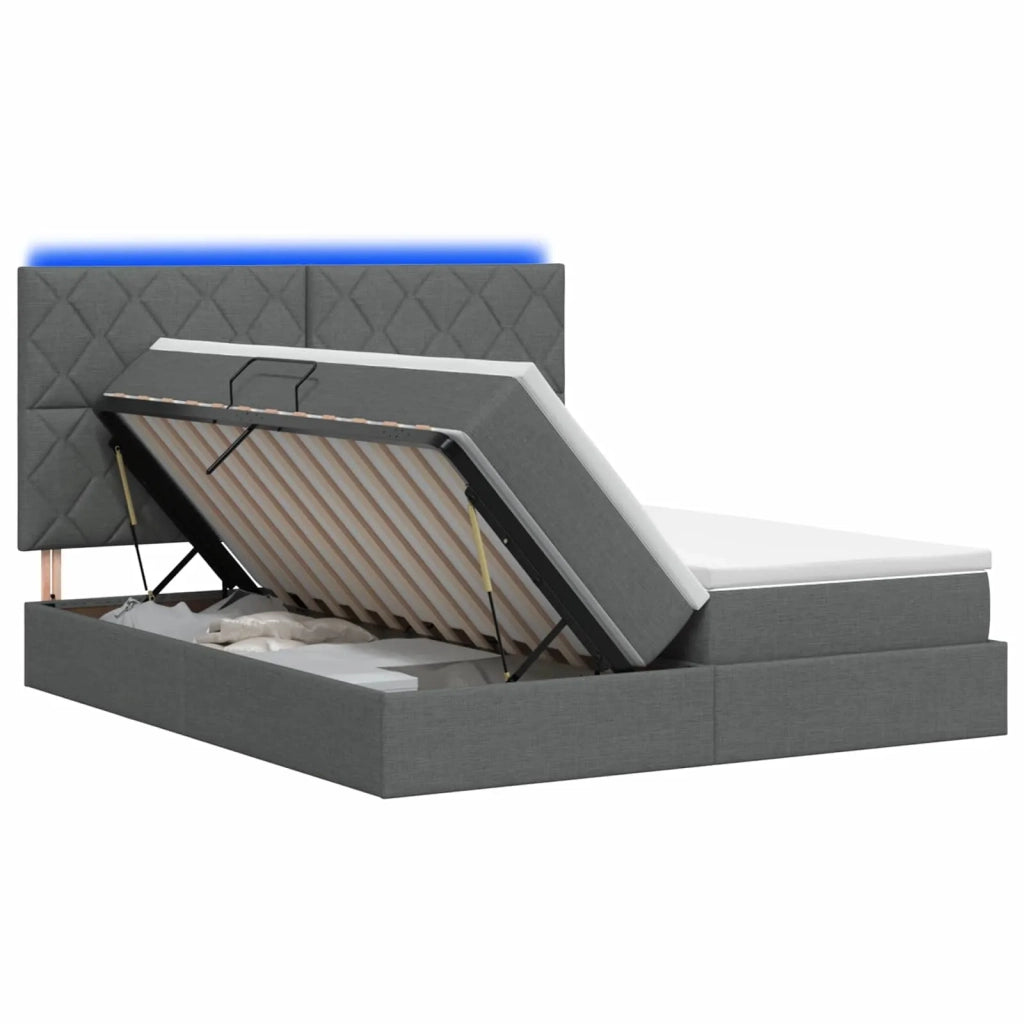 Letto con contenitore LED e materasso Grigio Scuro 200 x 200 cm 3460249