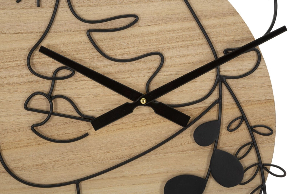 Orologio da Muro Elegant 60x2x60 cm in Ferro e MDF Nero e Marrone