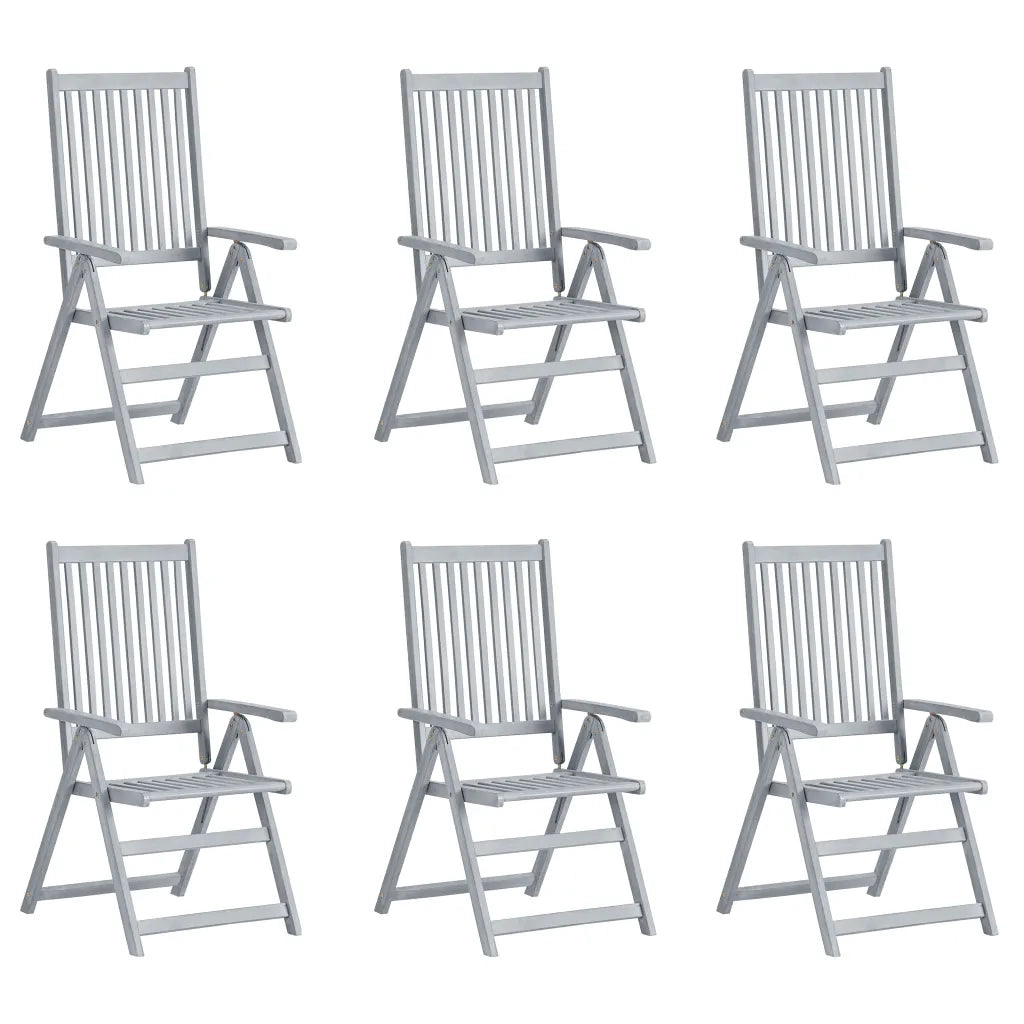 Sedie da Giardino Reclinabili 6 pz con Cuscini Massello Acacia 3065322