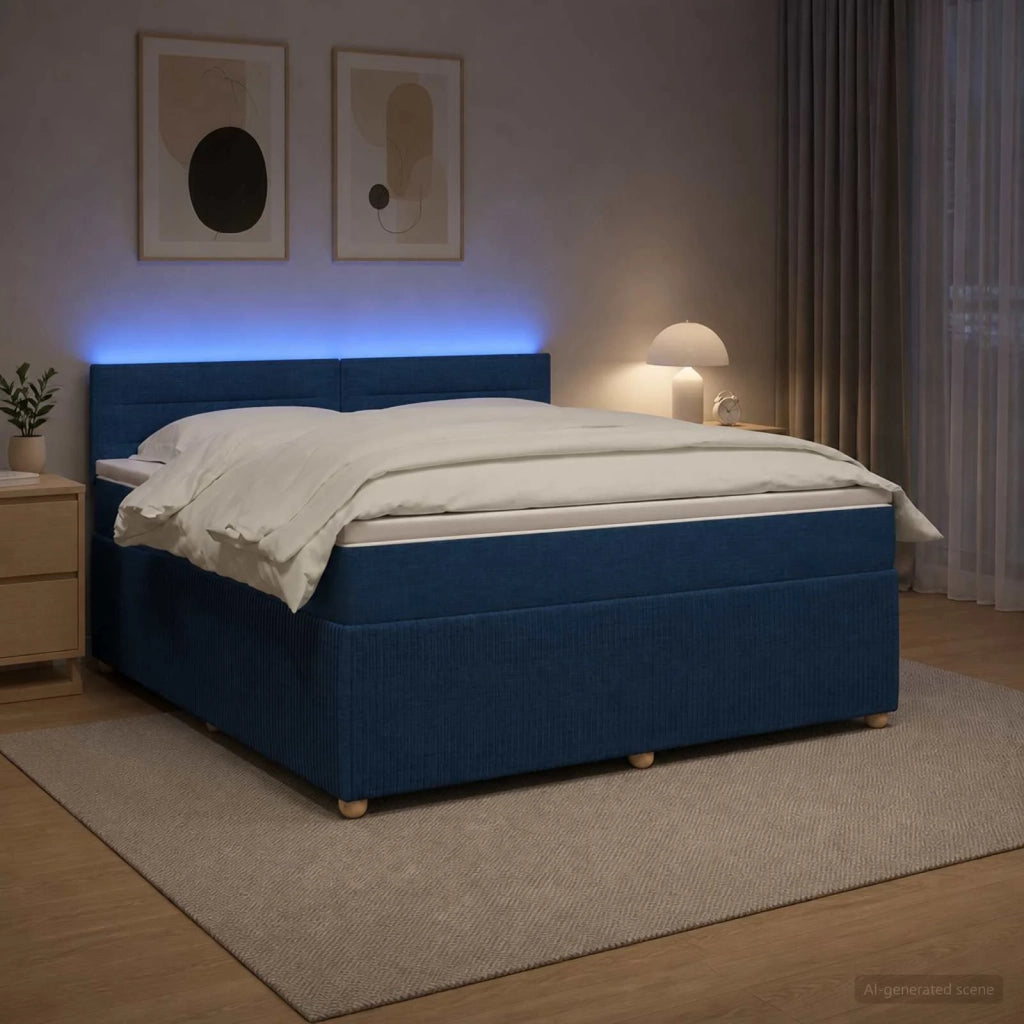 Letto box spring con materasso Blu 140 x 200 cm Tessuto 3452945