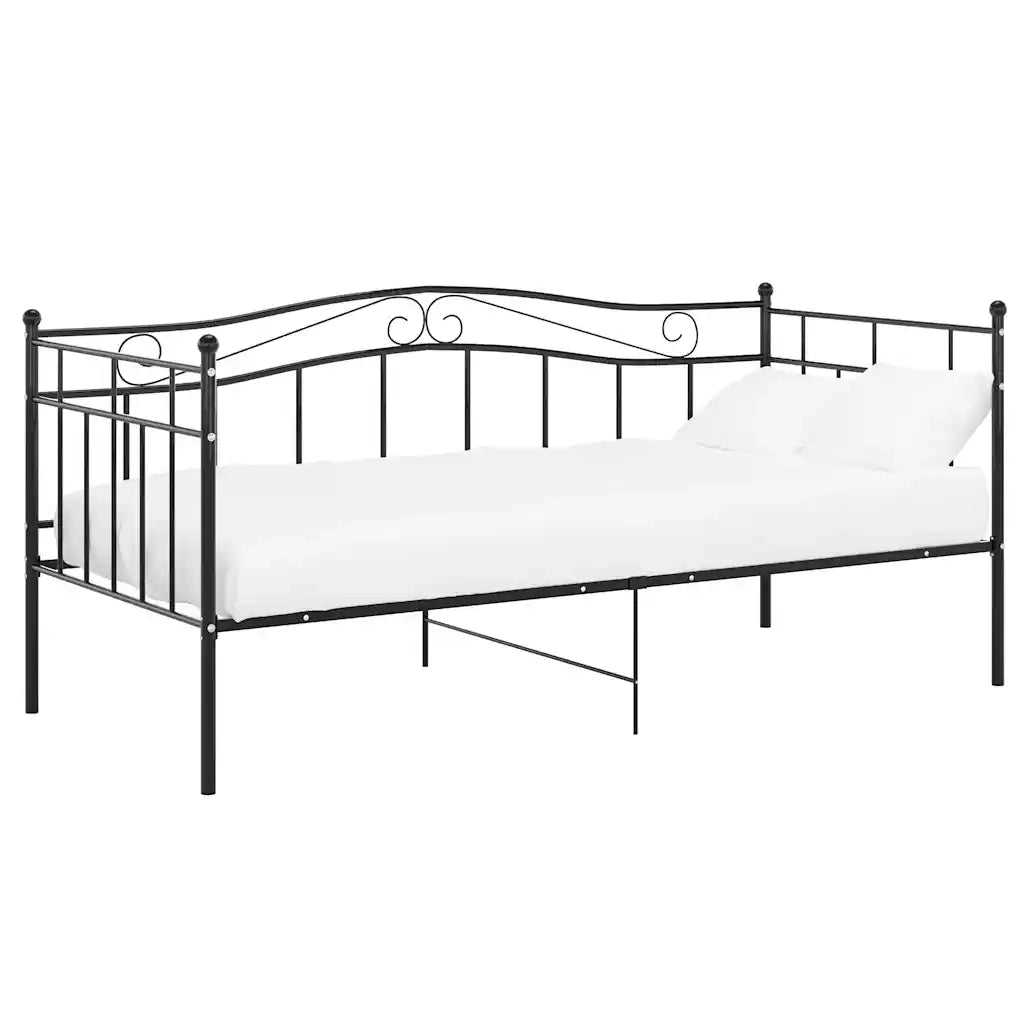 Divano Letto Telaio Nero in Metallo 90x200 cm