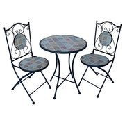 SET PER ESTERNO GIARDINO TAVOLO E 2 SEDIE CON INSERTI IN CERAMICA MODELLO "VILLEFRANCHE"