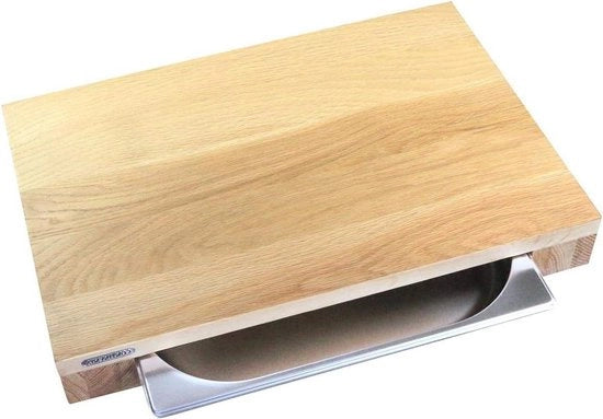 Piastra di taglio con cassetto in acciaio inossidabile di eucalipto - 48 x 325 x 6 cm - CON-04111000 - 4017167411101 blocco di taglio