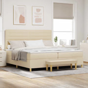 Letto a molle con materasso Crema 200 x 200 cm Tessuto 3344252
