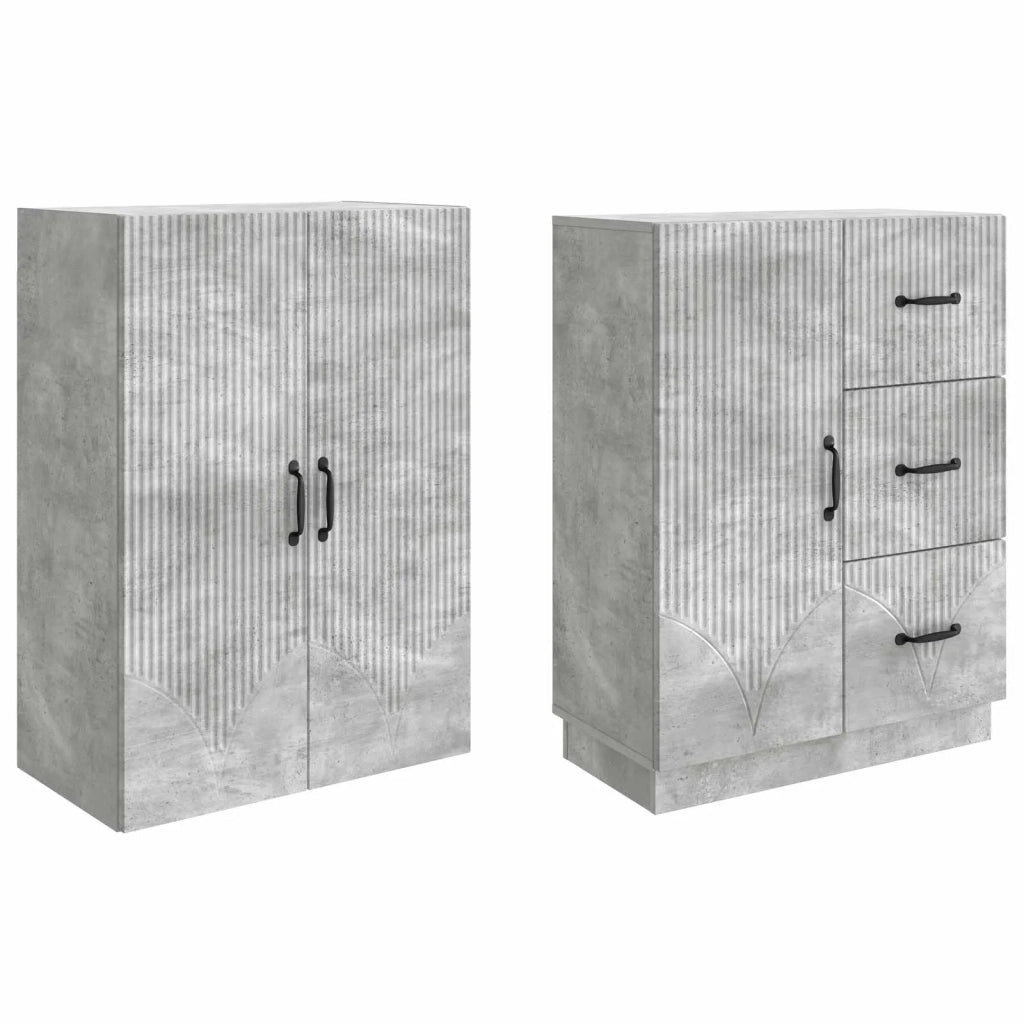Set di armadi 2 pcs Grigio Cemento Legno ingegnerizzato